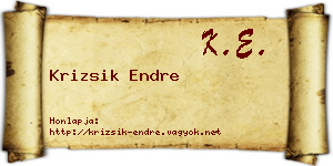 Krizsik Endre névjegykártya